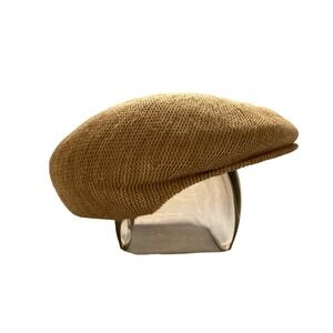 Kangol Design Flat Cap Mens Medium Tan Beige Knit Ivy Hat MadeEngland Vintage